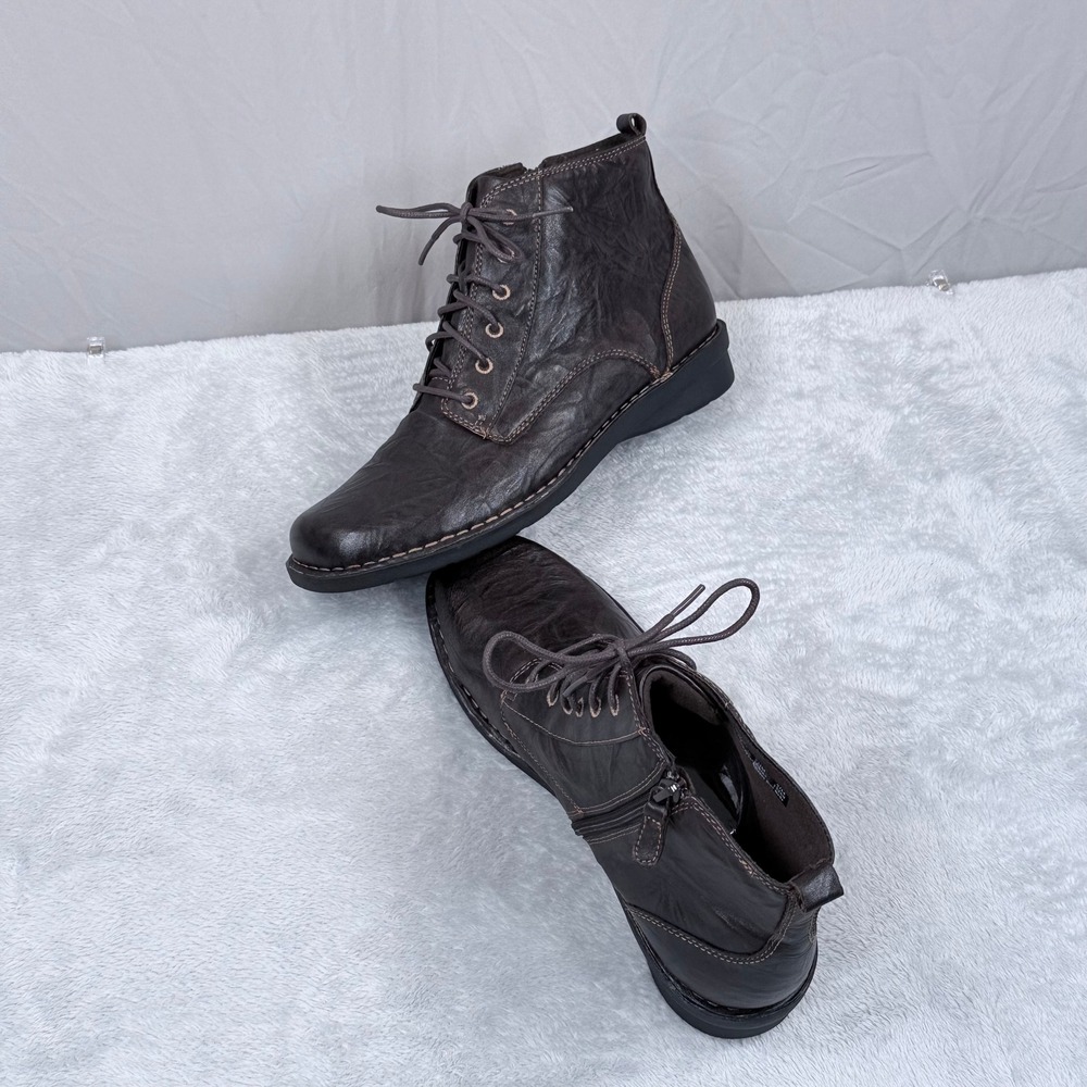 NEW Clarks Nikki North Boot Women 11 Brown Leather Lace Up Side Zip Ankle Bootie